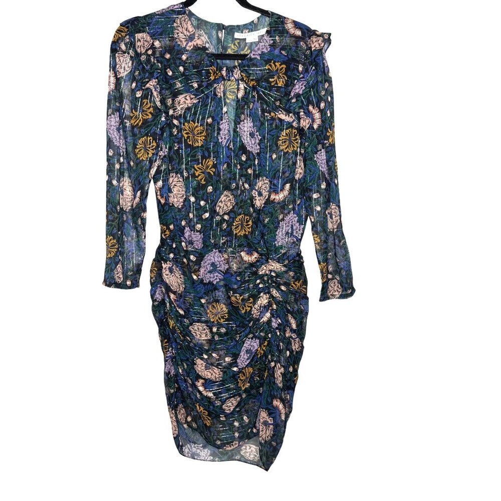Veronica Beard Peppa Sheer Romantic Floral Silk Mini Blouse Dress Women's size 8 - Picture 1 of 12